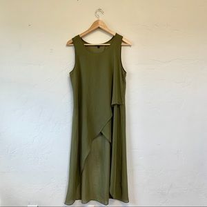 Moa Moa Green Sheer High Low Dress